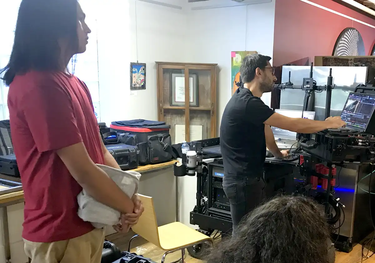 film studios toronto, crew looking at screen